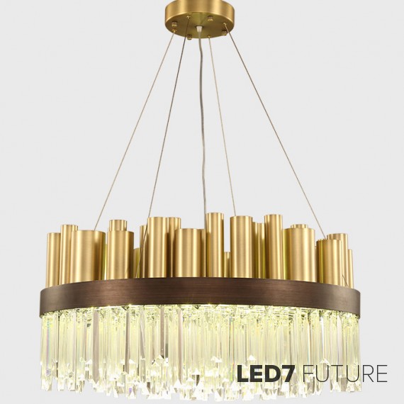 Loft Industry Modern - Gold Tubes & Glass Chandelier